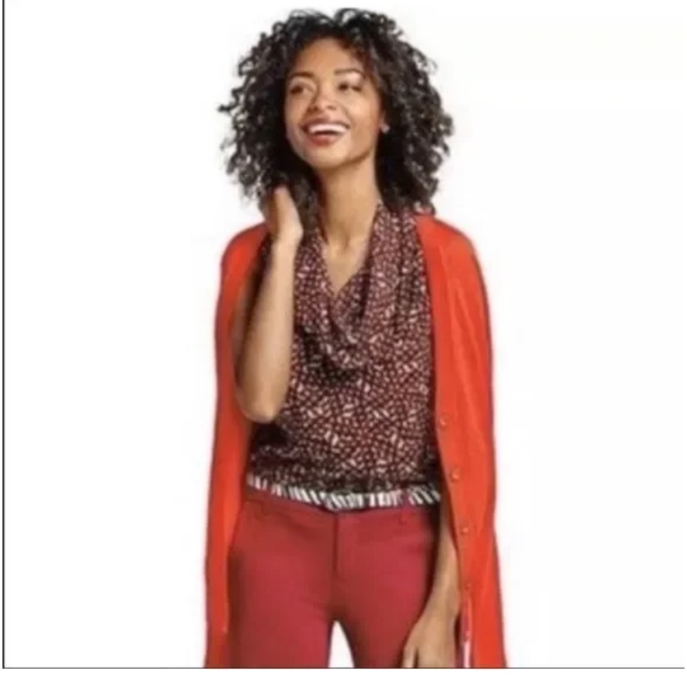CAbi Venus Cowl Geometric Burgundy Print Sleeveless Blouse Size XS Style 3271